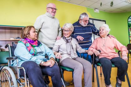 Senior adults in a nursing home for the elderly